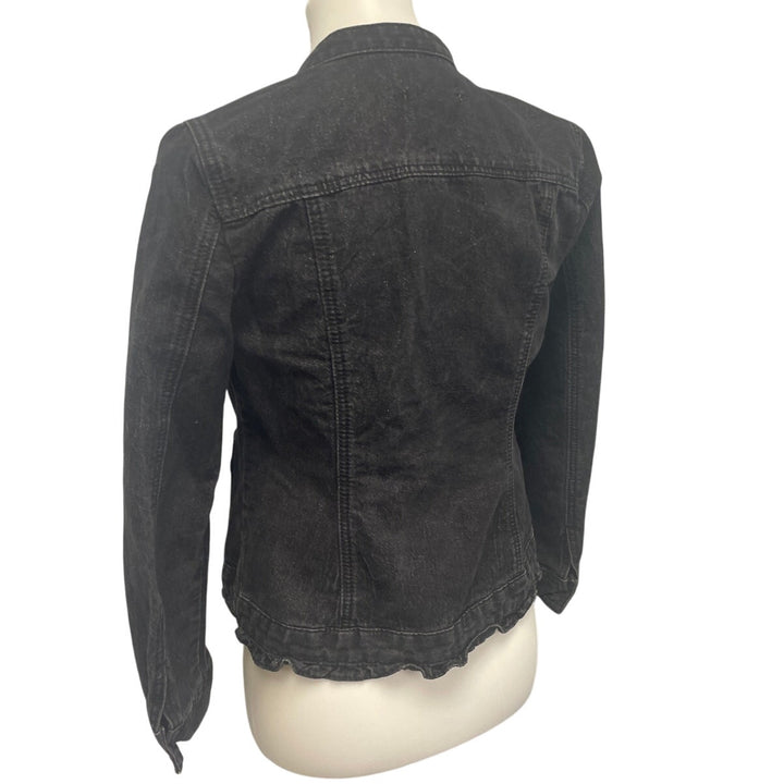 Christopher &amp; Banks Womens Petite Small Stretch Cotton Glittery Jean Jacket