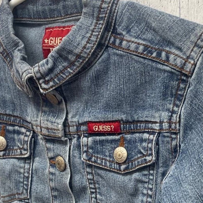 Guess Jeans Girls Toddler 2T Long Sleeve Snap Up Denim Blue Jean Jacket