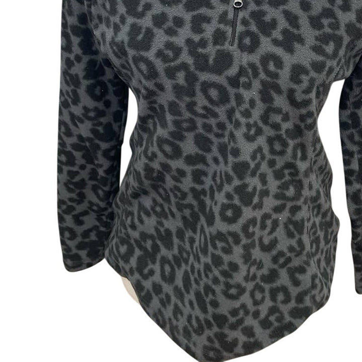 Old Navy Womens Medium Long Sleeve Leopard Spot 1/4 Zip Fleece Pullover Sweater