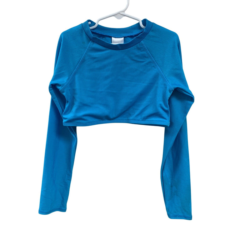 New Art Class Girls XS (4/5) Textured Stripe PolySpandex Long Sleeve Cropped Top