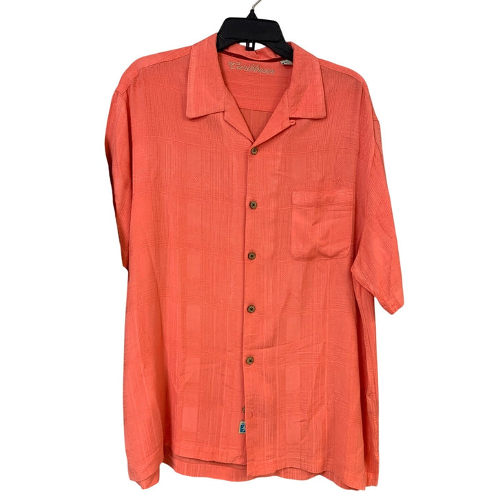 Lot of 2 Tasso Elba Caribbean Mens XL Short Sleeve Button Up Collared Shirts EUC