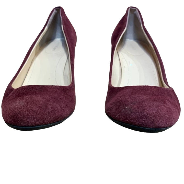 Calvin Klein US 8 Burgundy Red Wine Faux Suede High Heel Pumps Shoes