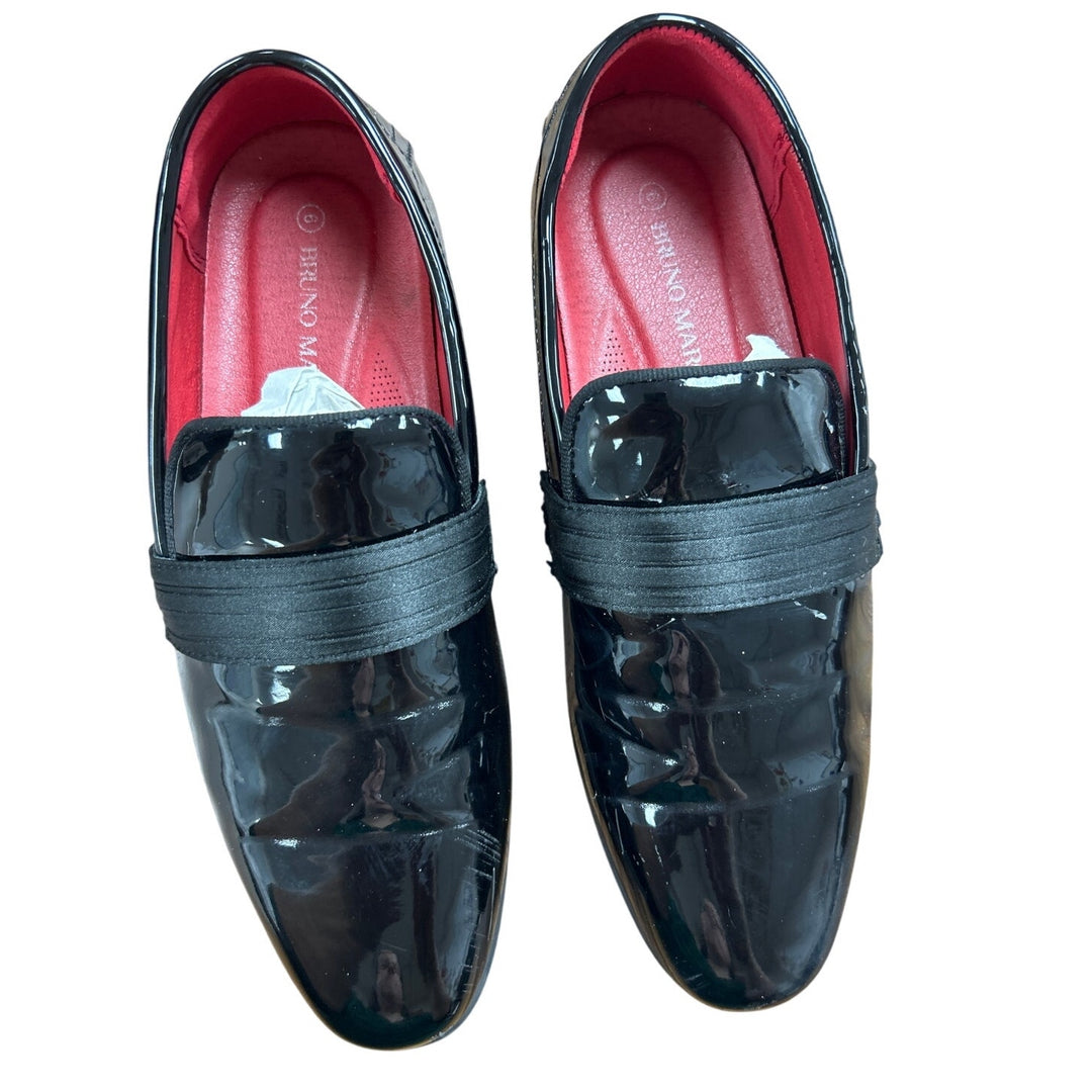 Bruno Marc Boys Size 6 Shiny Black Slip On Loafers Formal Low Heel Tuxedo Shoes