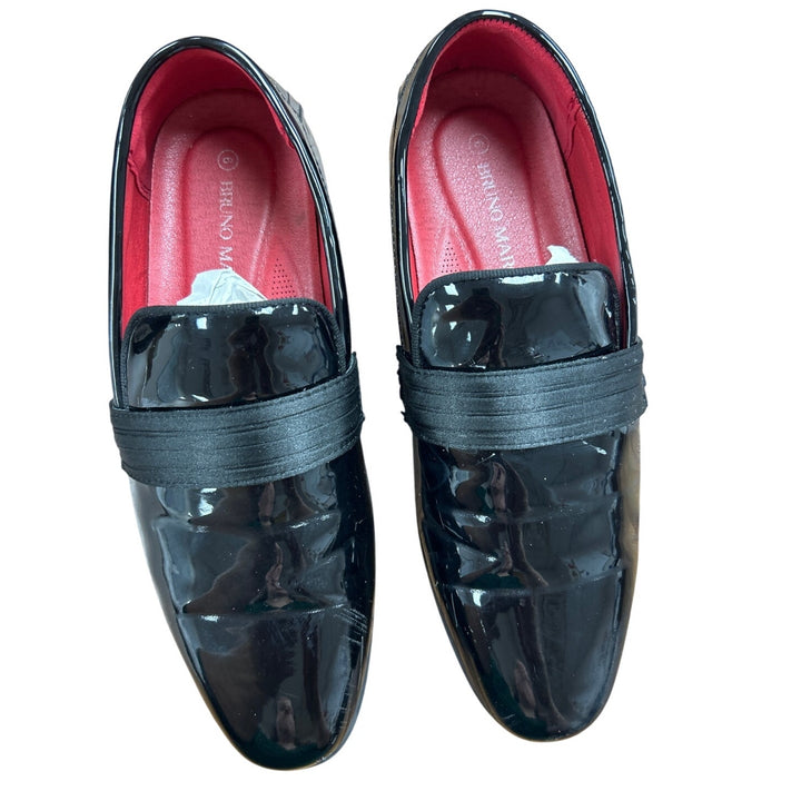 Bruno Marc Boys Size 6 Shiny Black Slip On Loafers Formal Low Heel Tuxedo Shoes