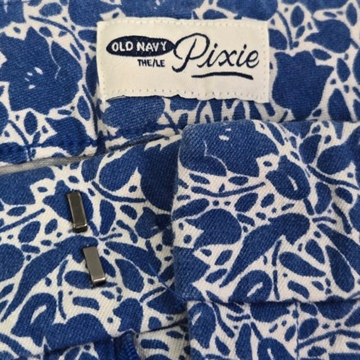 Old Navy Womens 8 Pixie Stretch Cotton Floral Hook &amp; Eye Jeans w Faux Pockets