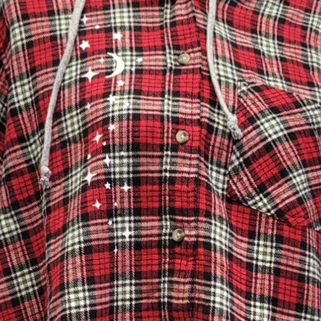 New Hand Printed Womens Medium This is My Camping Hoodie Flannel Button Up Shirt