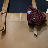 Nine West Upcycled Neck Tie Rose Cognac Brown Faux Leather Purse Handbag Tote
