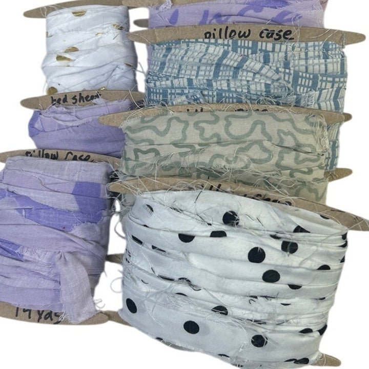 100+ Yards Handmade Upcycled Fabric Ribbon Yarn from Pillow Cases Bed Sheets