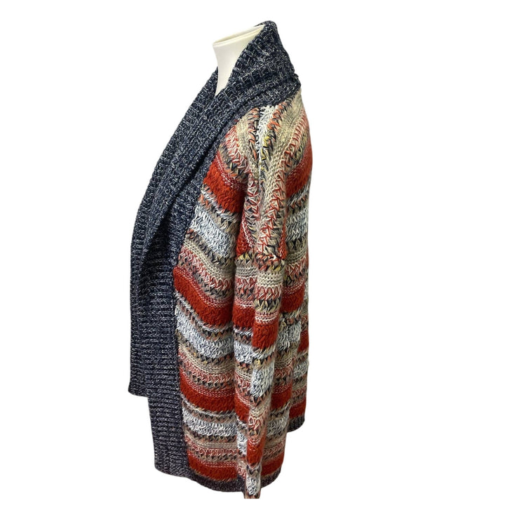Mystree Medium Acrylic Polyester Wool Blend Striped Open Cardigan Knit Sweater