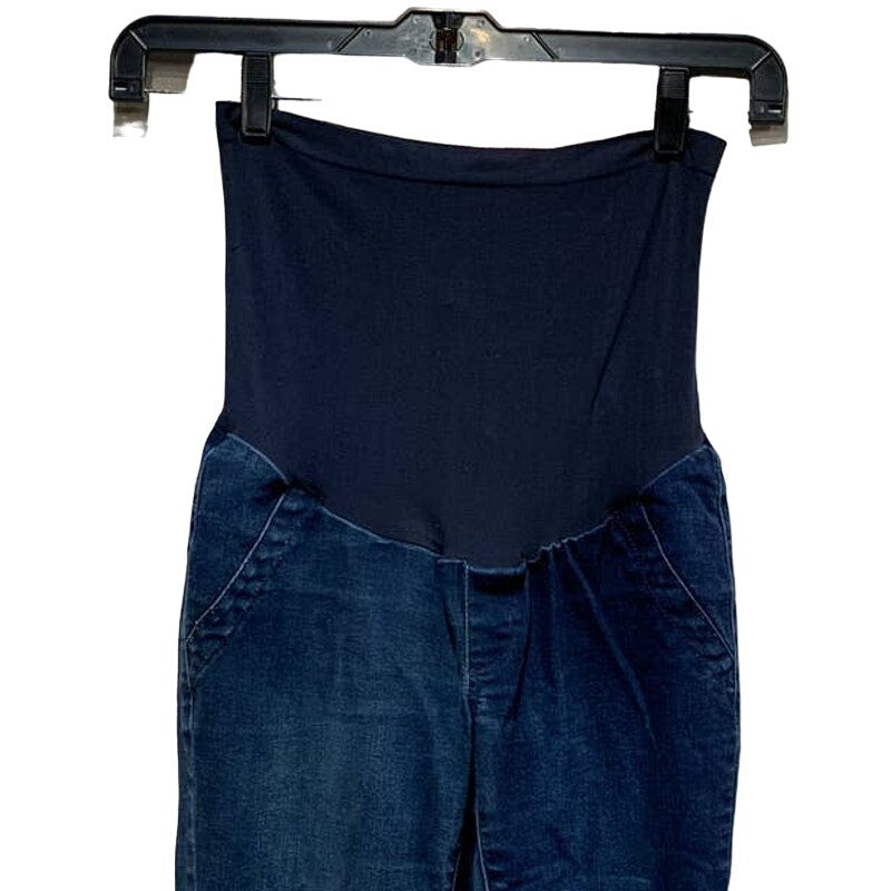 Indigo Blue Medium Maternity Stretch Panel Cotton Blend Denim Tapered Jeans