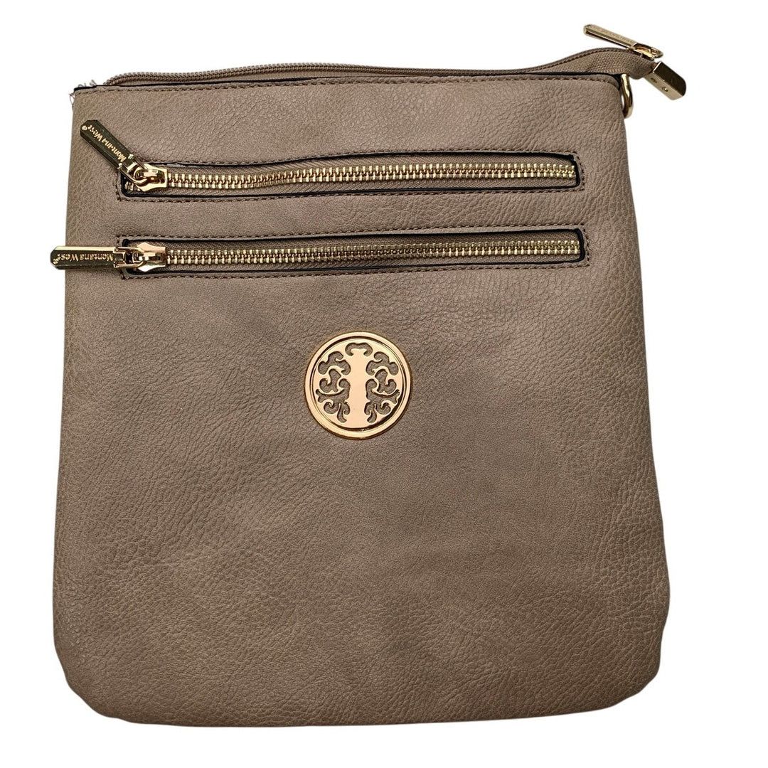 Montana West Faux Leather Brown Multi Pocket Zipper Pouch Bag Clutch Purse