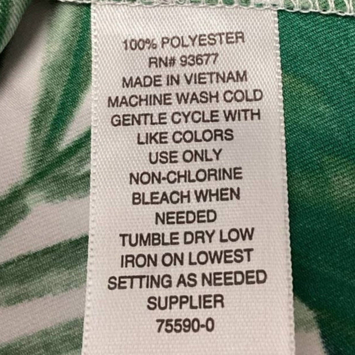 Worthington Womens XL Short Sleeve Button Down Fern Leaves 100% Polyester Shirt