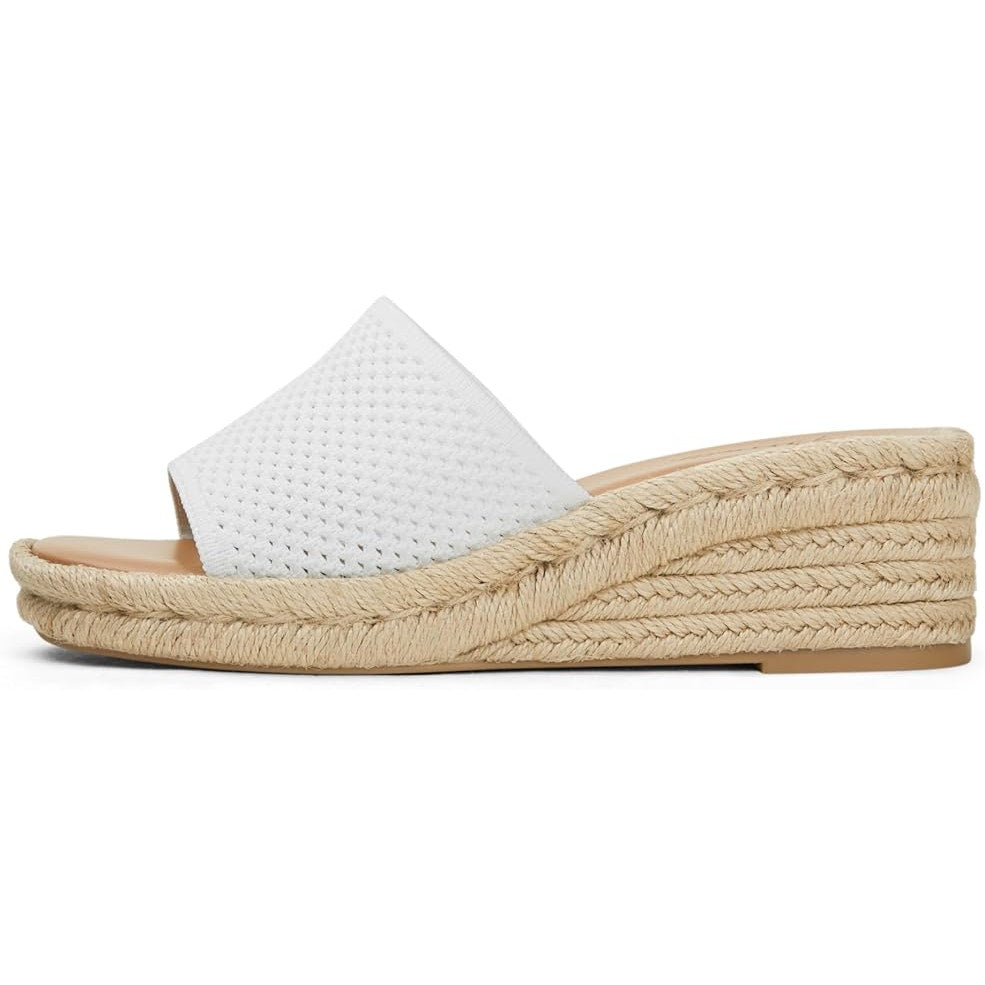 Arromic Womens Size 8.5 White Mesh Tan Wedge Platform Espadrille 2" Heel Sandals