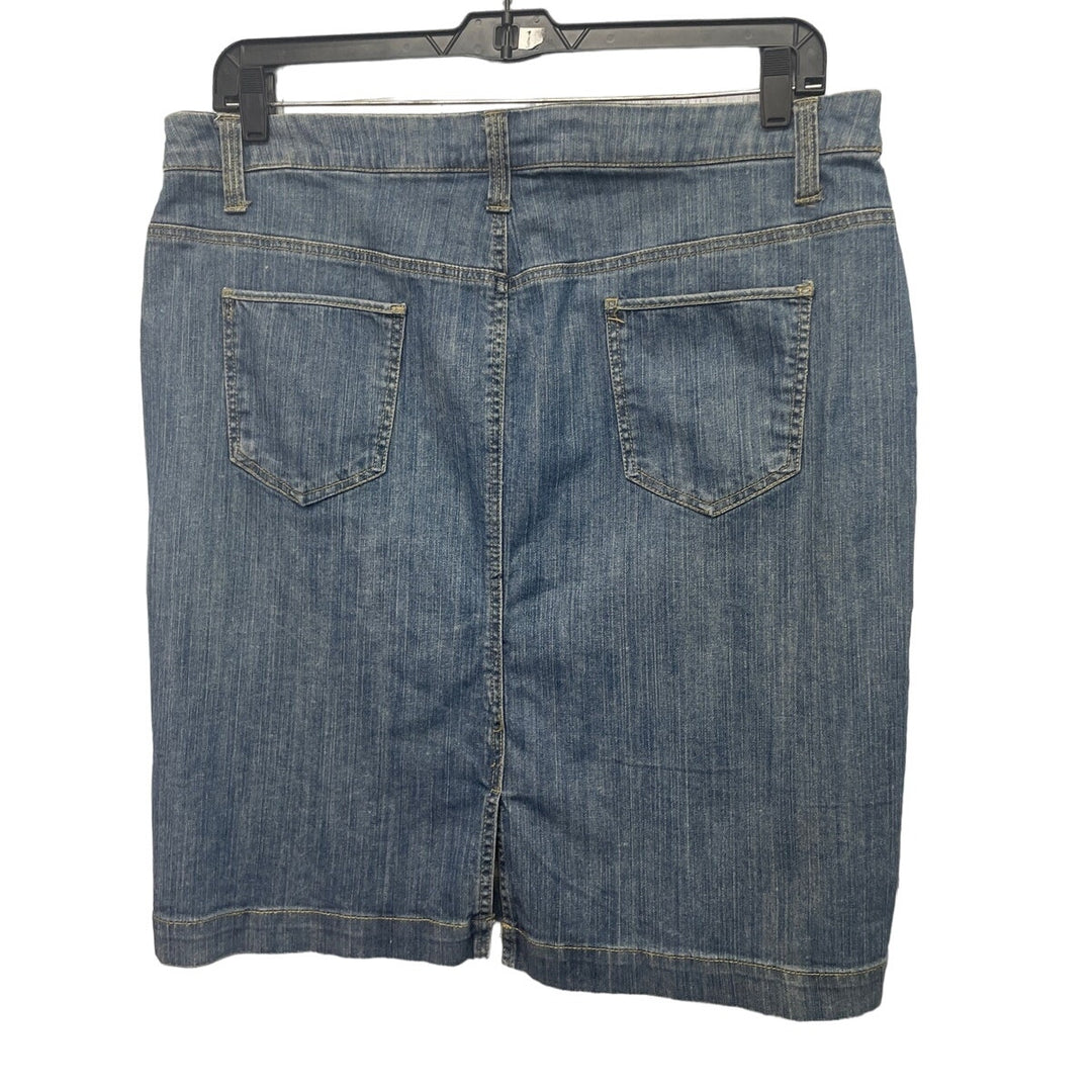 Merona Womens Plus Size 18W Stretch Cotton Short Blue Jean Denim Pencil Skirt