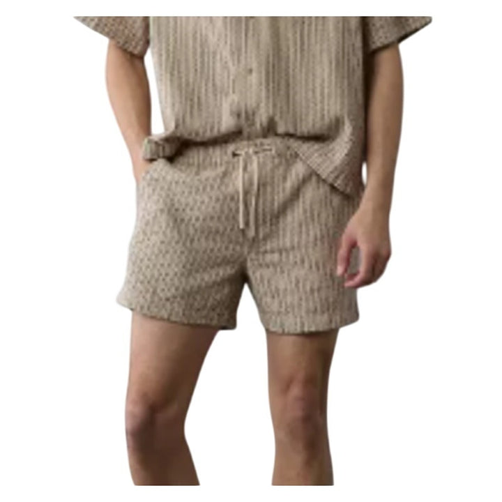 New American Eagle Mens Medium Dune Khaki Striped 5" Lived-In Trekker Shorts