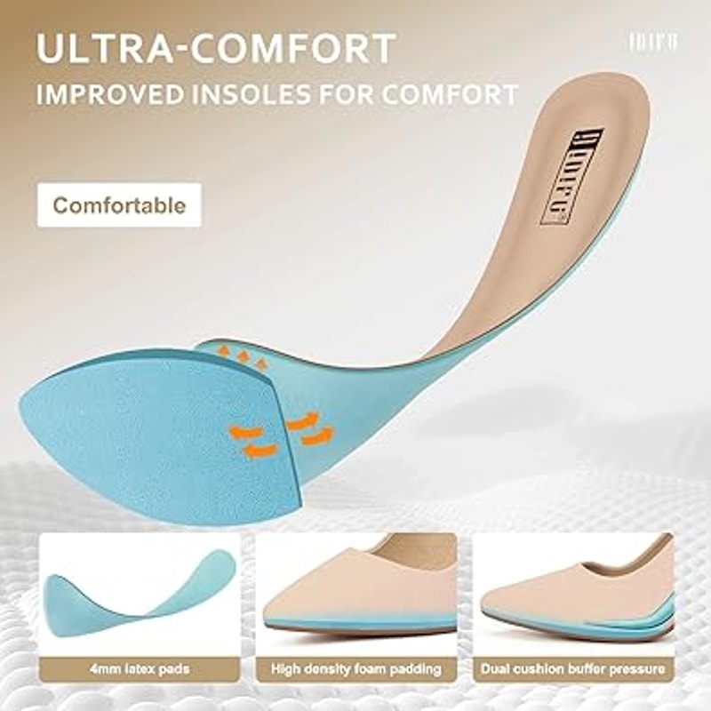 New Idifu Womens Size 6.5 Tan 4" Heel Pointy Closed Toe Slide On Pumps Shoes