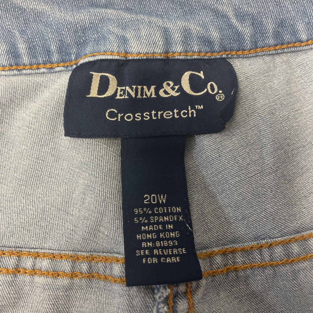 Denim &amp; Co Crossstretch 20W Vintage Stretch Cotton Straight Leg Denim Blue Jeans