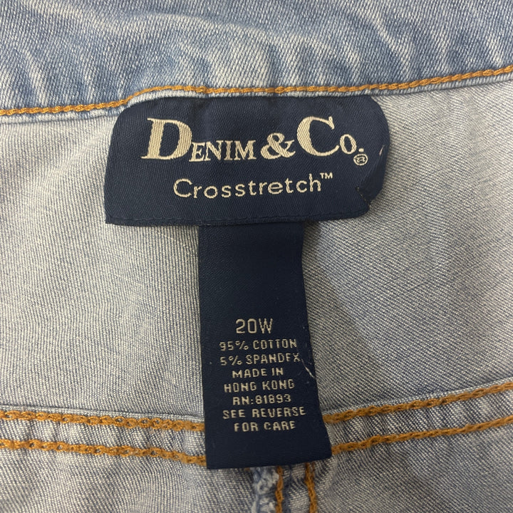 Denim &amp; Co Crossstretch 20W Vintage Stretch Cotton Straight Leg Denim Blue Jeans