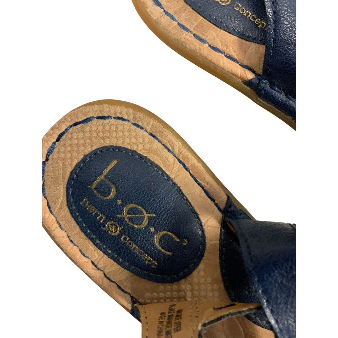 BOC Born Concept US 6M Blue Cutout T-Strap Sandals Flats Summer Shoes