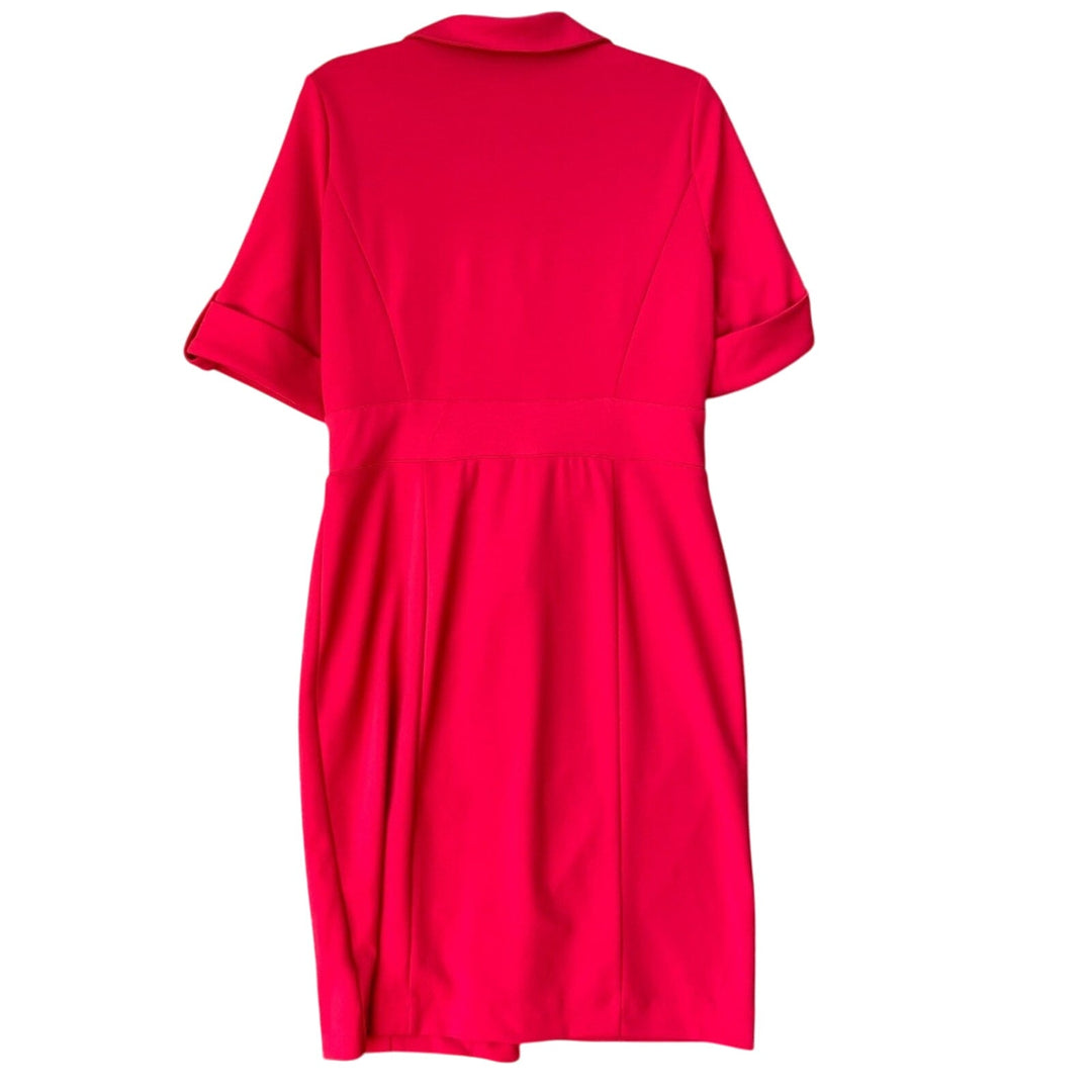 Shelby &amp; Palmer Womens Size 12 Red PolySpandex Gold Button Up Waist Tie Dress