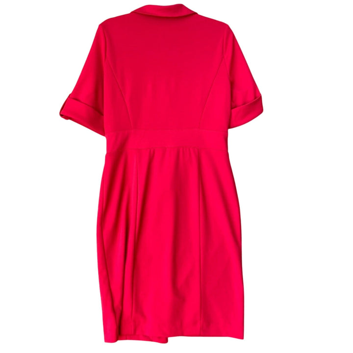 Shelby &amp; Palmer Womens Size 12 Red PolySpandex Gold Button Up Waist Tie Dress