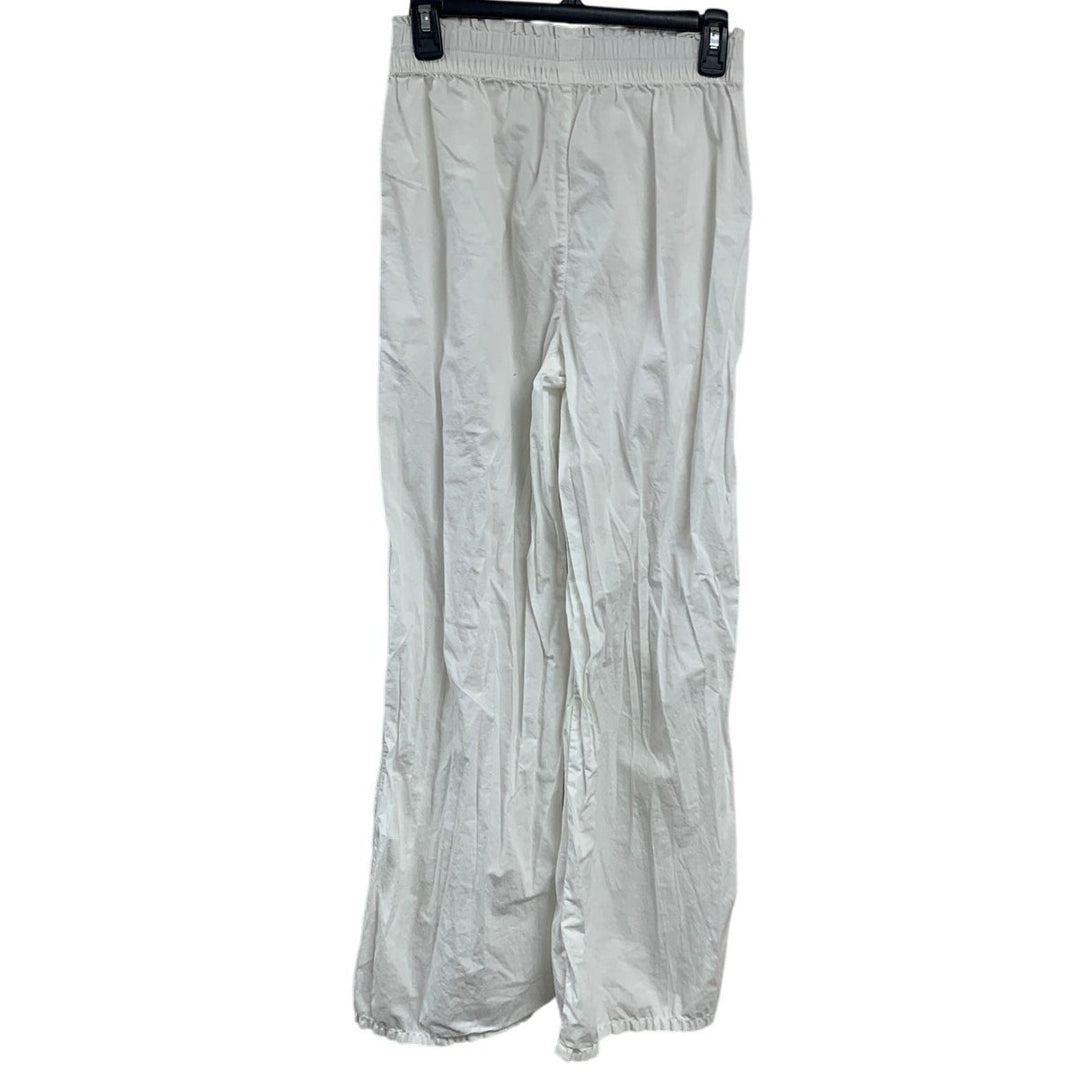 New Aerie Womens Small White Ruffled Elastic Paper Bag Waist Pants w Pockets