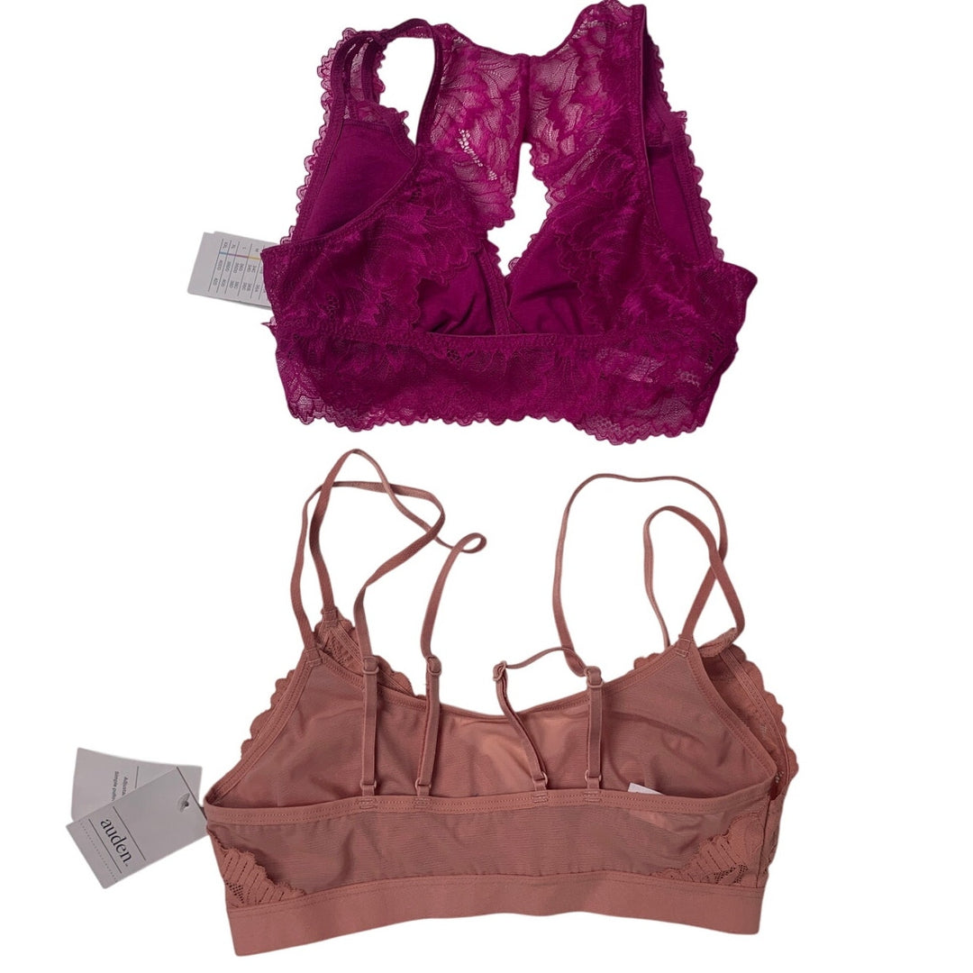 2 NWT New Auden Womens XS Simple Pullover Style Lace Plunge Bralettes