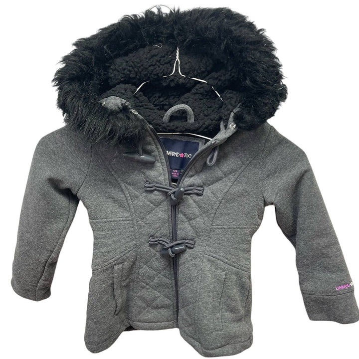 Limited Too Girls 5/6 Wool Blend Faux Fur Full Zip Hooded Long Sleeve Coat