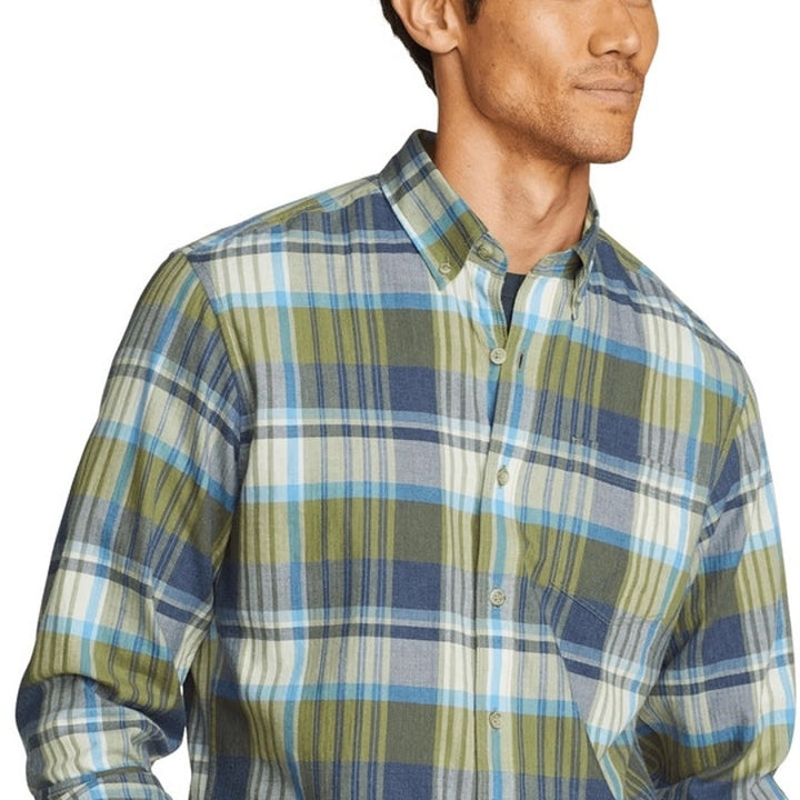 New Eddie Bauer Mens Small Green Plaid Tidelands Lightweight Button Down Shirt