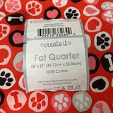New Create It 18"X21" Valentine Puppy Dog Cotton Fat Quarter FQ Quilting Fabric