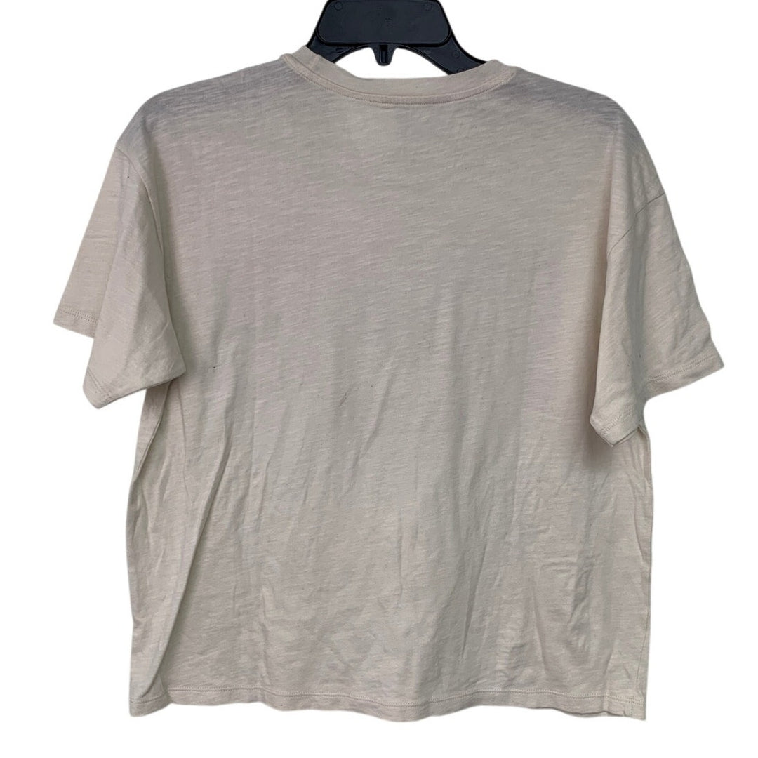 New Upcycled Hand Printed Womens Medium Summer Vibes Crew Neck Tee Shirt