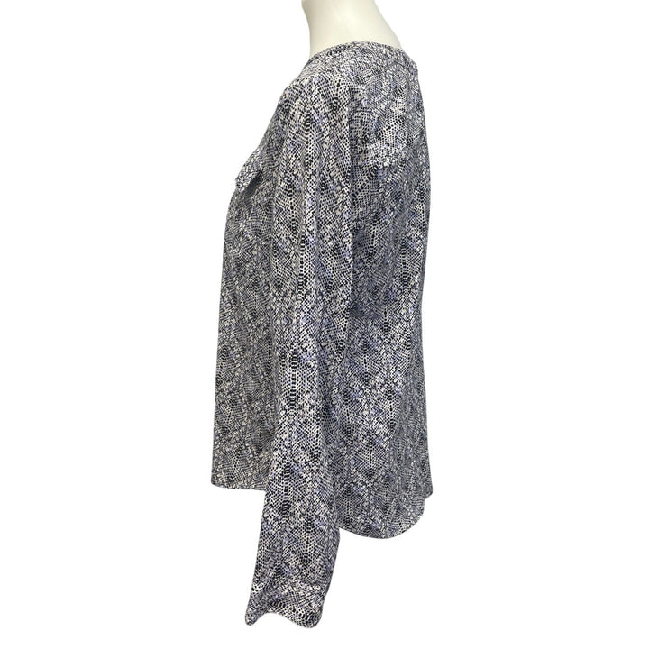 212 Collection Womens Medium 100% Polyester Long Sleeve Button Up Snake Blouse