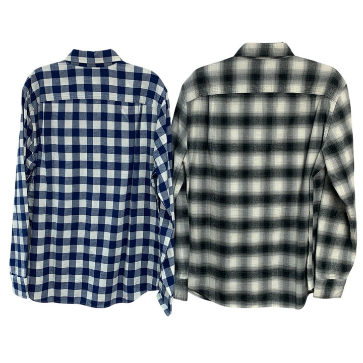 2 New American Eagle Mens Medium Plaid Super Soft Long Sleeve Button Up Shirts
