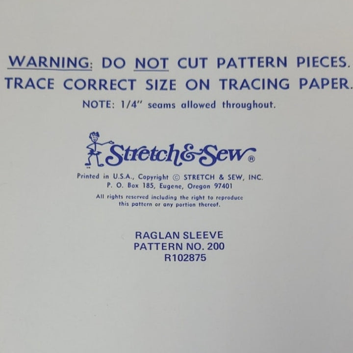 Vintage 1974 Stretch &amp; Sew 200 Raglan Sleeve Top Knit Fabric Uncut Pattern