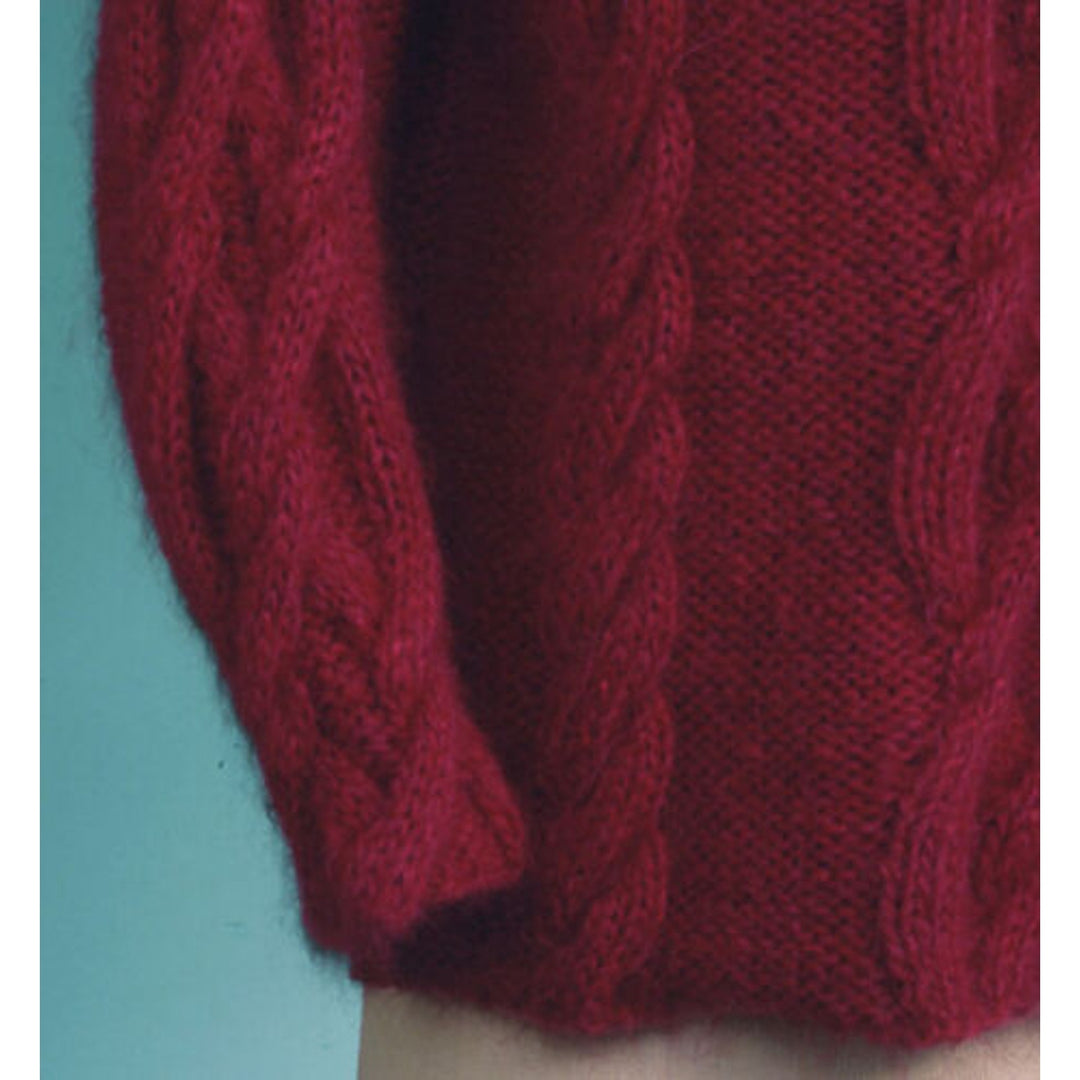 New Sue McCain Vermont Fiber Designs 124 V-Neck Cable Pullover Knitting Pattern