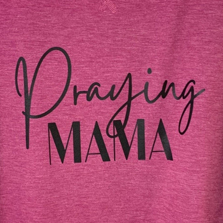 Upcycled Hand Printed Women Large Praying Mama 3/4 Sleeve Lightweight Sweatshirt