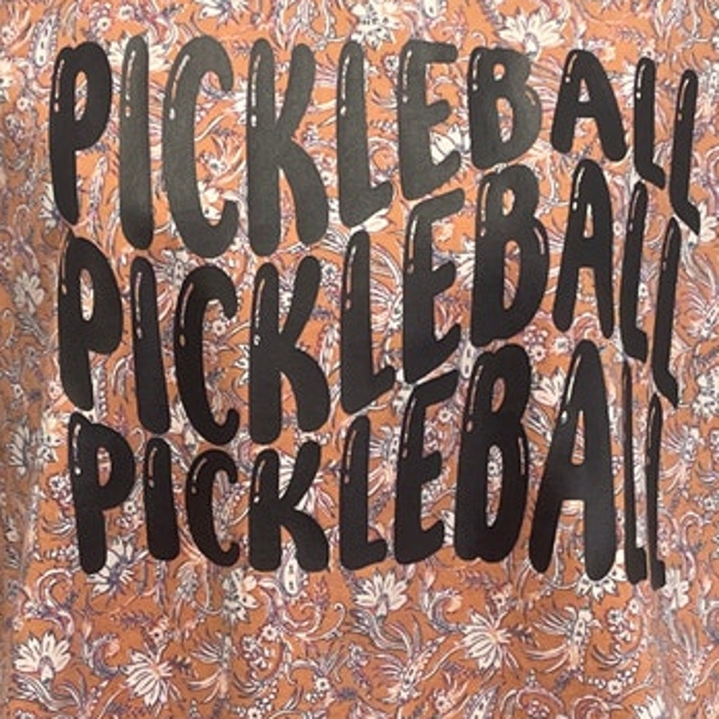 Hand Printed Upcycled Womens XL Pickleball Pickleball Pickleball Floral Tee