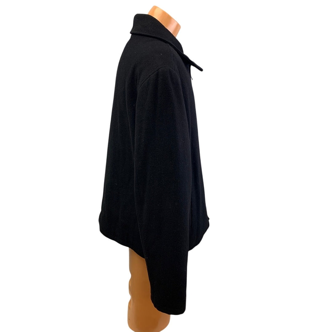 Merona Mens XL Wool Blend Basic Black Collared Full Zip Warm Winter Coat