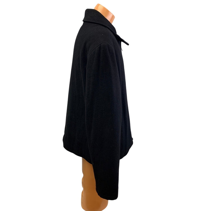 Merona Mens XL Wool Blend Basic Black Collared Full Zip Warm Winter Coat