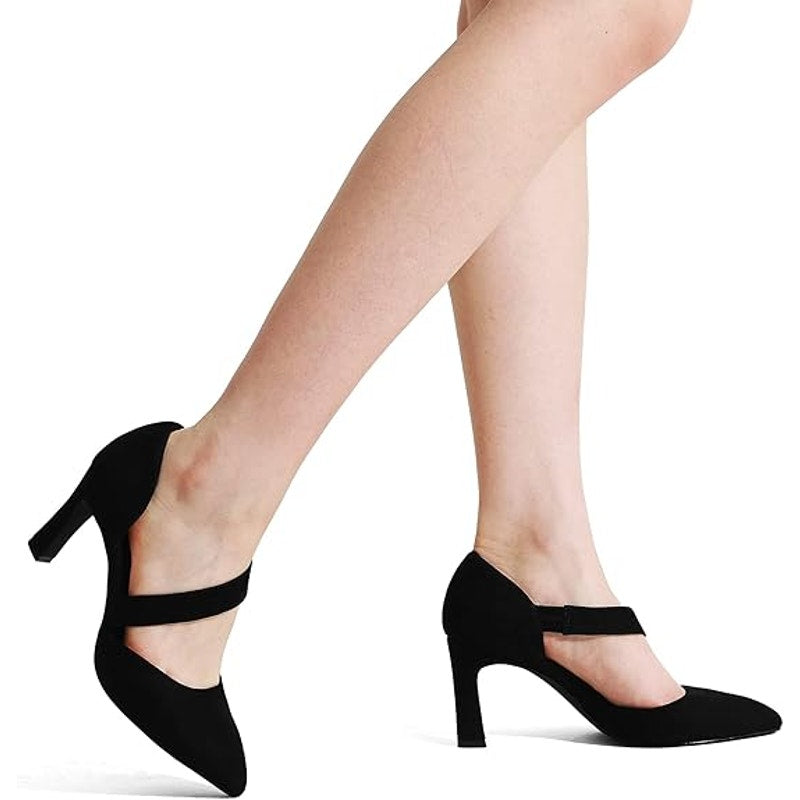 New Dream Pairs Womens Size 5 Black Faux Suede 3" High Heels Pumps Dress Shoes