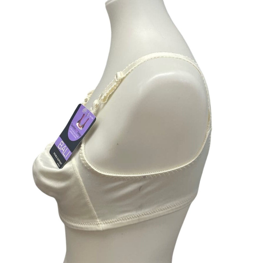New Bali 36B Double Support Wirefree 3-Hook Style 3820 Cream Adjustable Bra