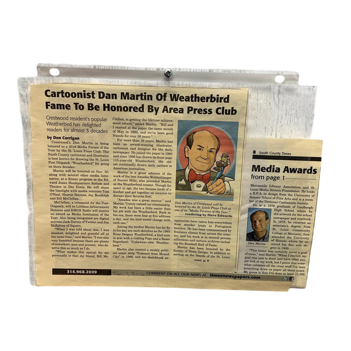 Vintage Dan Martin St Louis Post-Dispatch Weatherbird Stuffed Animal w Article