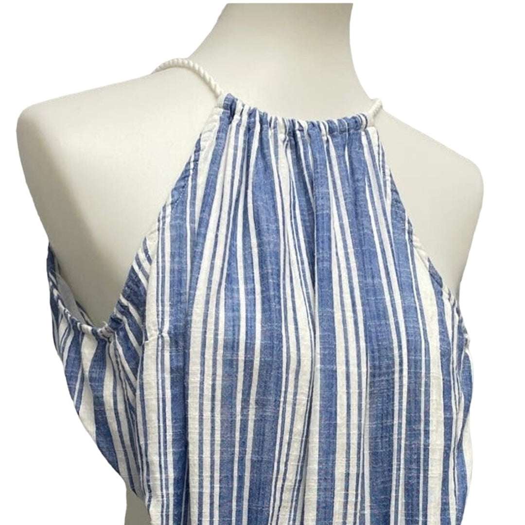 Vineyard Vines Womens Size 2 Rope Neck Cotton Linen Blend Sleeveless Romper