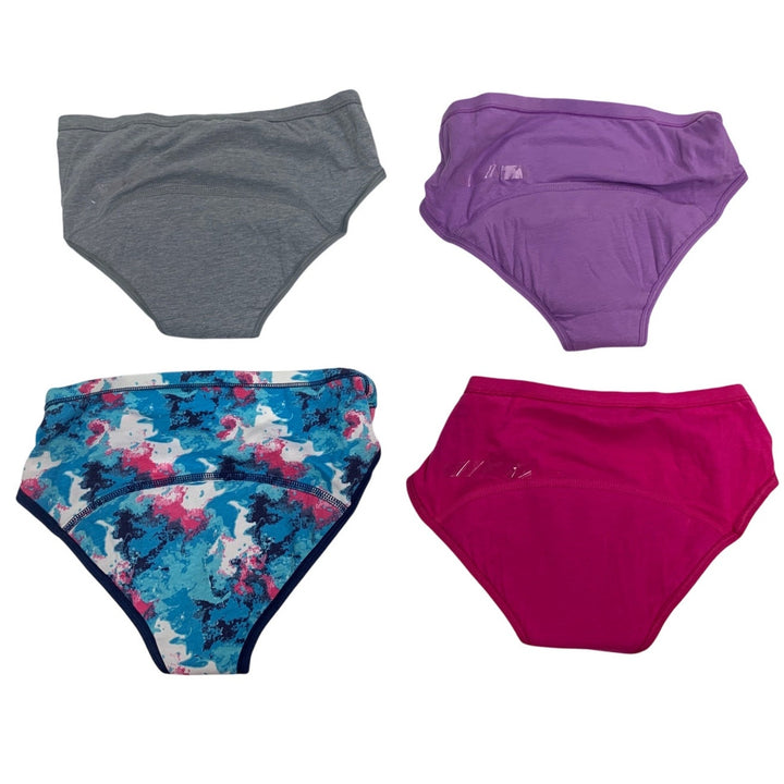 4 New Hanes Girls Size 12 Cotton Blend Solid Color Tie Dye Period Underwear