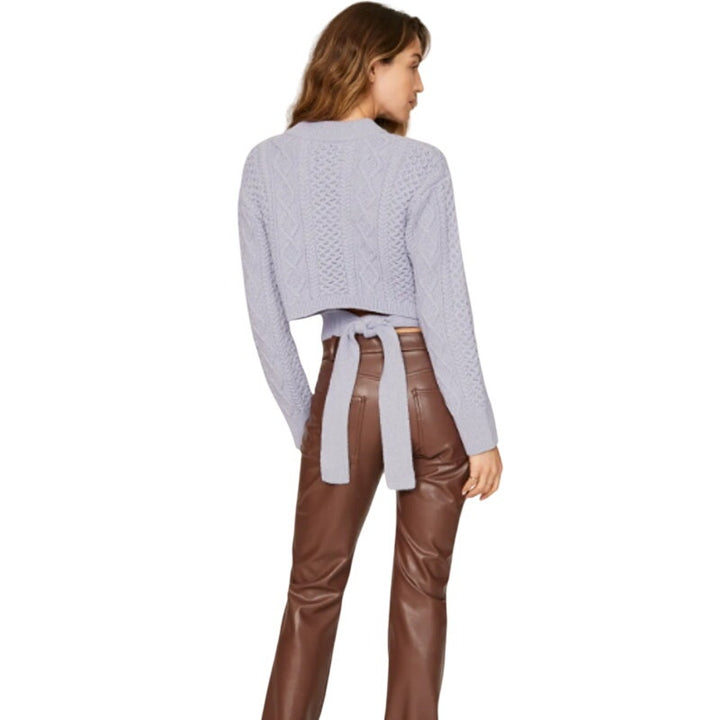 Rails Womens XL Amy Tie Back Long Sleeve Crew Neck Cropped Cable Knit Sweater