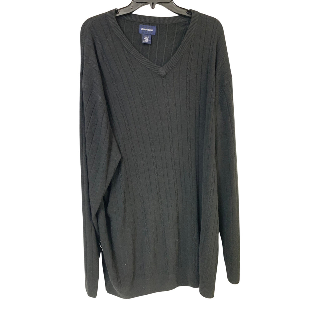 Harbor Bay Mens 3XLT Black Long Sleeve V Neck 100% Acrylic Knit Pullover Sweater