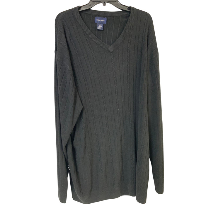 Harbor Bay Mens 3XLT Black Long Sleeve V Neck 100% Acrylic Knit Pullover Sweater
