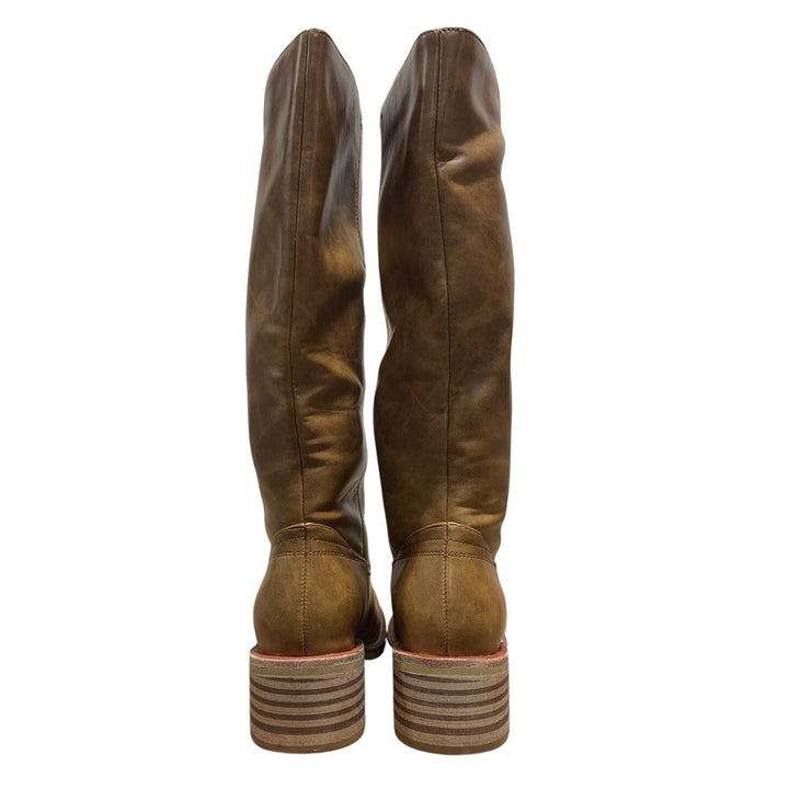 Vbdb Womens Size 6.5 Brown 2" Heel Knee High Boots Closed Round Toe Shoes