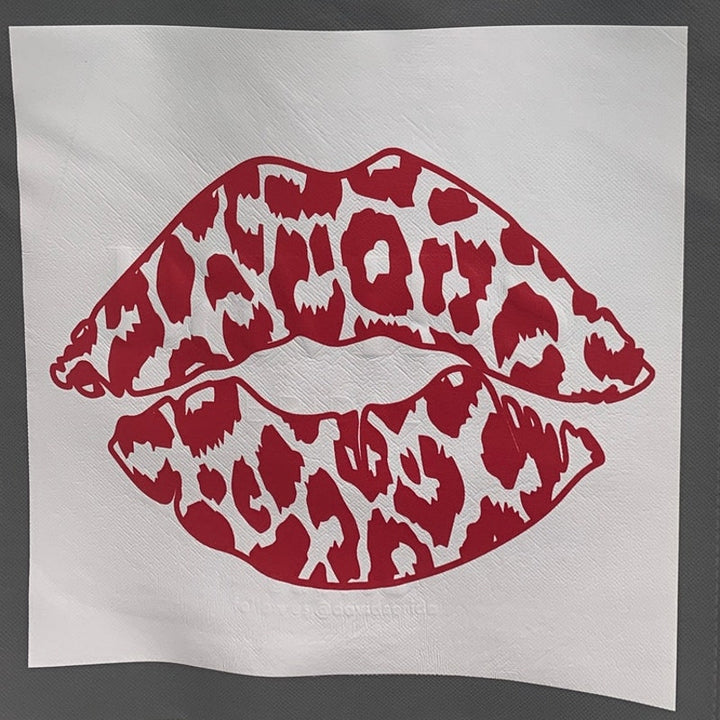 New Upcycled Hand Printed Valentine Love Leopard Kiss Lips Shopper Tote Bag