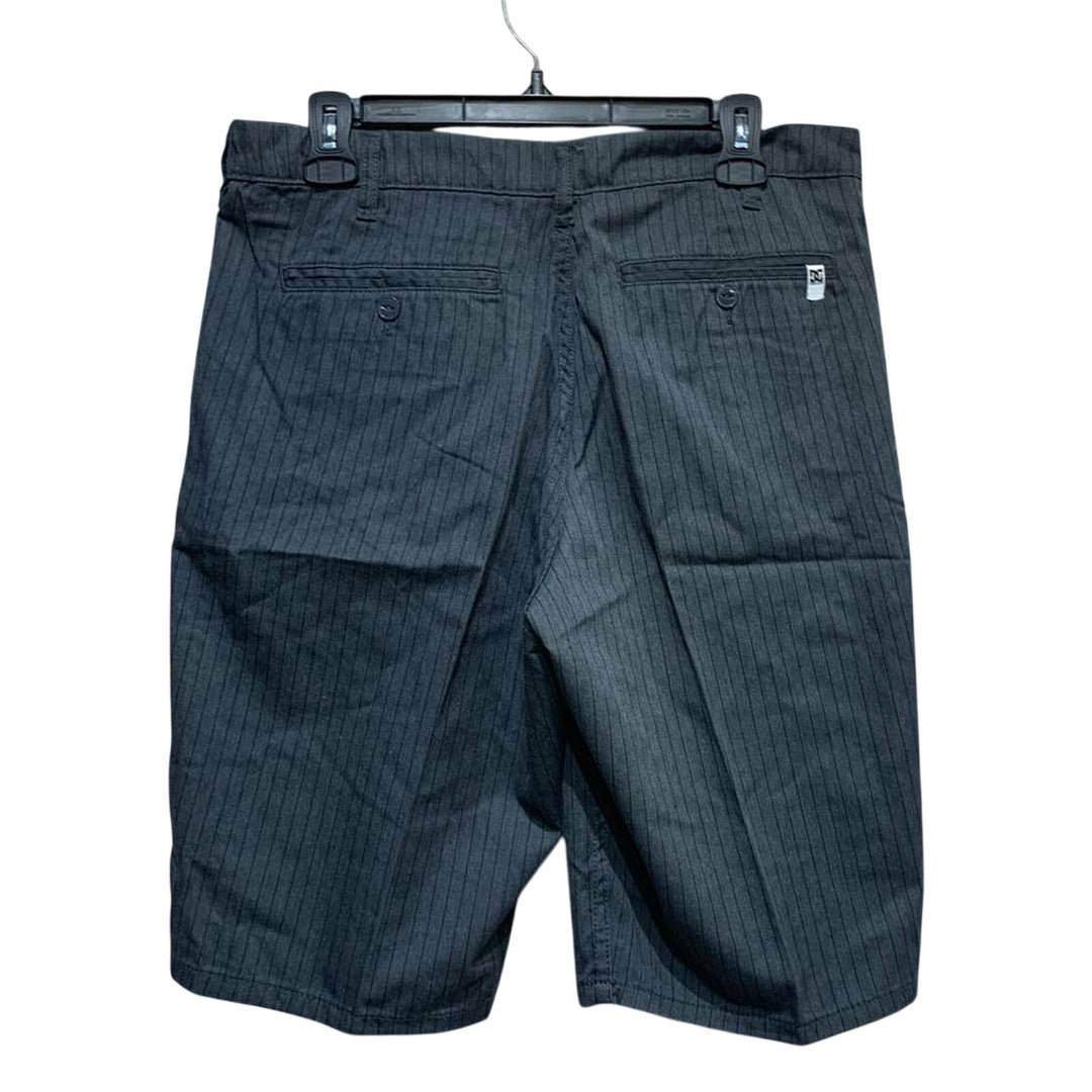 New DC Shoes Size 32 Black on Gray Pinstripe Chino Long Board Shorts w Pockets